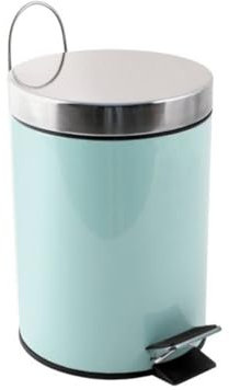 MSV - Kosmetikeimer fürs Bad - Edelstahl mit herausnehmbarem Inneneimer - Stylischer Treteimer - Kompakt und Praktisch - Pastellgrün - 3L