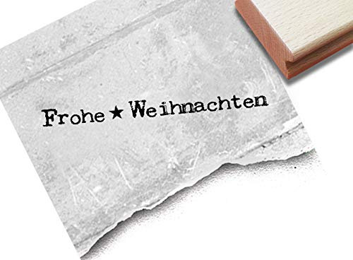 Stempel Weihnachtsstempel FROHE WEIHNACHTEN mit Stern - Kleiner Textstempel zum Weihnachtsfest Karten Geschenkanhänger Weihnachtsdeko - zAcheR-fineT
