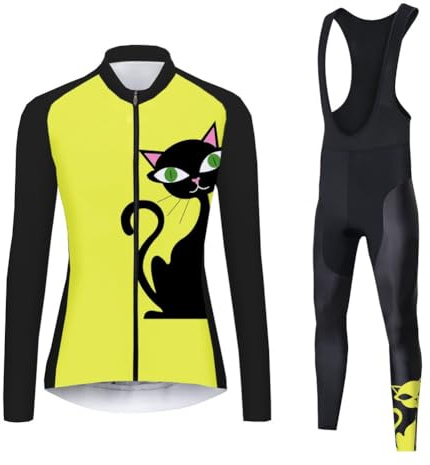 UGLY FROG Fahrradbekleidung Set Damen Verdickte Radtrikot Fahrradtrikot Langarm + Fahrradhose Lang mit Sitzpolster, Wärmehaltung/Fleece/Warm/Hochelastisch （Zwei Stücke XS-6XL