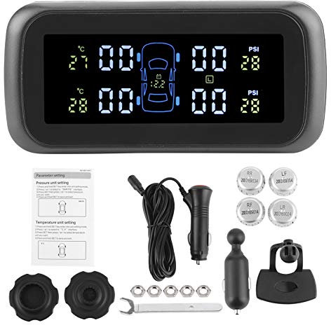 Système de Surveillance de la Pression des pneus sans Fil TPMS avec Moniteur LCD à 4 capteurs