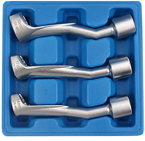 CCLIFE 3tlg 1/2 Leitungsschlüssel SW 14-17 - 19 mm Offen Schlüssel für Diesel Kraftstoffleitung Einspritzleitung Werkzeug