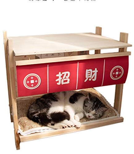 jinyi2016SHOP Hunde und Katzen Pet Pad Kleine Tiere Holz Rahmen Katzen Käfig Indoor Kätzchenkiste, langlebige Verwendung Installation Einfach Haustierbett