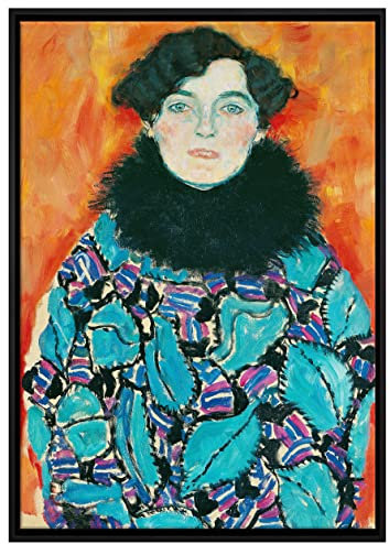 Pixxprint Gustav Klimt - Johanna Staude Leinwandbild 80x60 cm im Bilderahmen, Wandbild, Schattenfugenrahmen, Kein Poster