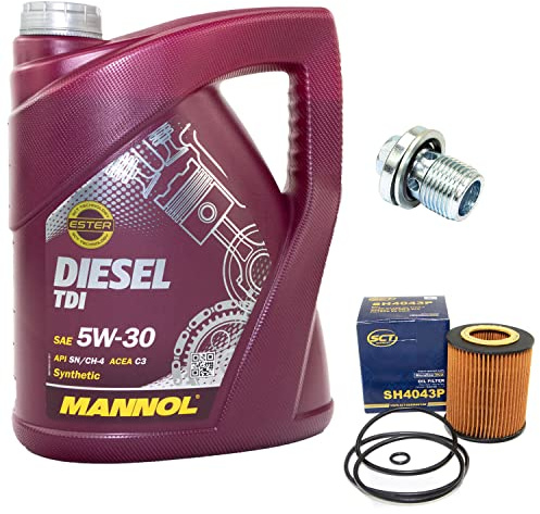 Motoröl Set 5W30 5 Liter + Ölfilter SH4043P + Ölablassschraube 31119