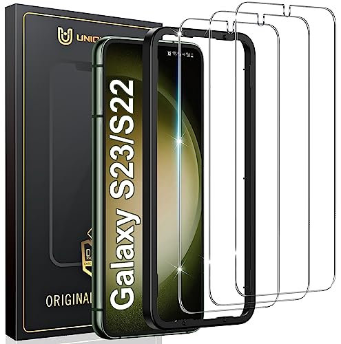 [3 Stück] UniqueMe für Panzerglas für Samsung Galaxy S22/S23 Vollbild Schutzfolie [TOP 9H Schutz], 0.33mm Ultra-Klar mit Schablone