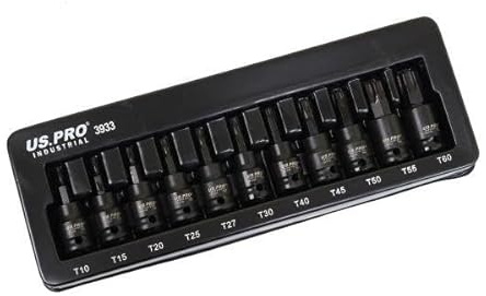 US PRO INDUSTRIAL Juego de 11 llaves de vaso Torx 3/8 T10 - T60 3933