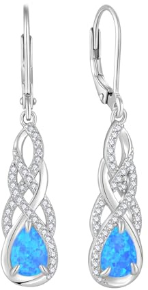 FJ Opal Hängend Ohrringe 925 Sterling Silber Tropfen Hängend Ohrringe Schmuck Geschenke für Damen Frauen Mutter Freundin Mama