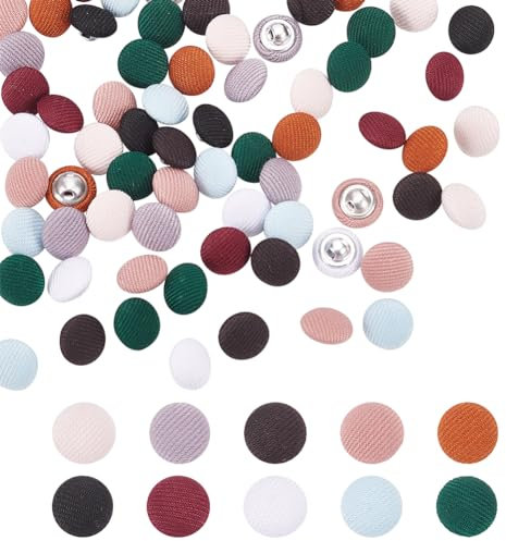 PH PandaHall 240 Stück 10 Farben Nähknöpfe 10mm Halbrunde Knöpfe Mit Stoffbezug Knopf Zum Basteln Augenknöpfe Für Braut Hochzeitskleid Kleidung Bluse Pullover