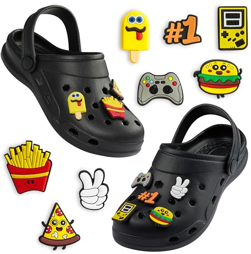 CityComfort Sabot de Jardin Garçon, Chaussure Enfant avec Charmes à Clipser (Noir, 34/35 EU
