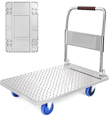 Platform Trolley Cart Heavy Duty Folding Hand Truck 600 KG Load Capacity Sack Barrow Flatbed Trolley on Wheels