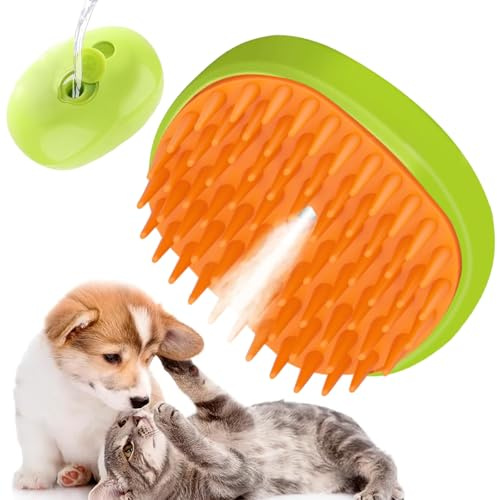 KIKVTER Katzenbürste mit Dampf, Katzenbürste Dampf, 3-in-1-dampfbürste für katzen, Dampfbürste Katze, Steamy Cat Brush, Katze Pflege Bürste Haustier Haar Entfernung Kamm für Katze und Hund