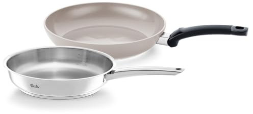 Fissler Pfannen-Set, 2-teilig/Ceratal Classic beschichtete Keramik-Pfanne (Ø 28 cm) & Pure Collection unbeschichtete Edelstahl-Pfanne (Ø 24 cm), Made in Germany - Induktions-geeignet