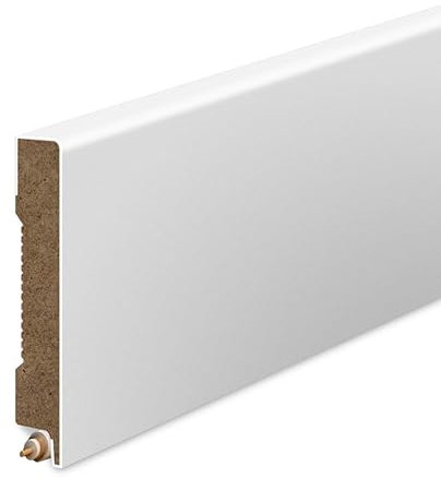 Plinthe en MDF lisse, longueur 207 cm, hauteur 6 cm, épaisseur 1,2 cm