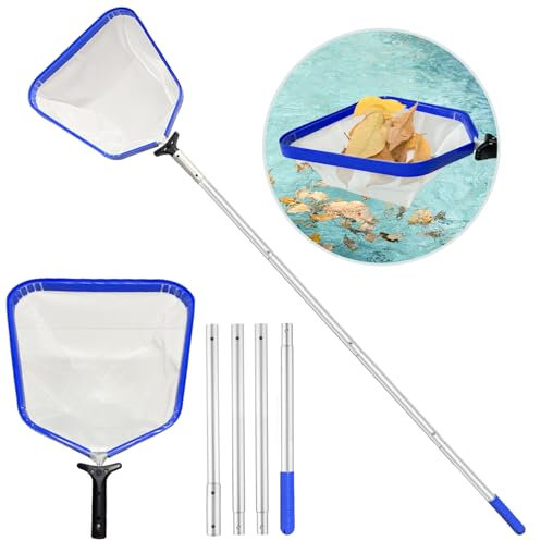 Bseical 200cm Pool Kescher, Teichkescher Mit Teleskopstange, Professionellen Poolkescher, Teichkescher Feinmaschig Algen, Skimmer Feinmaschig Pool Reinigung, Kescher Pool für Pool,Spa,Teich,Whirlpools