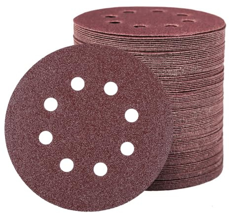 Carehabi Disques Abrasifs 80 Pièces Ronds Papier Abrasif for Ponceuse 125mm Velcro 8 Trous Papier de Verre pour Ponceuse Excentrique 40/60/80/100/120/150/180/240 Grain