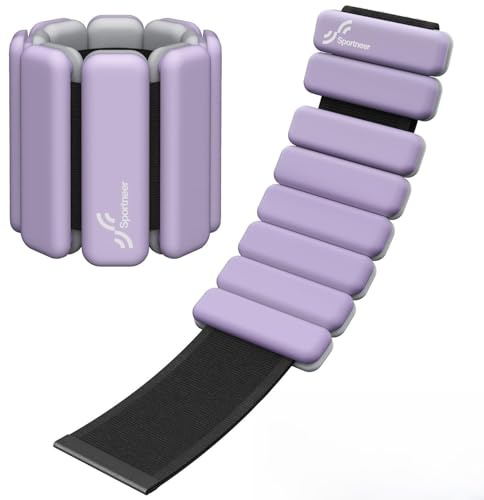 Sportneer Bärbara viktmanschetter – set om 2 (0,5 kg & 1 kg) för kvinnor och män, ankelviktsset för yoga, dans, aerobics, löpning, promenader (delikat lavendel)
