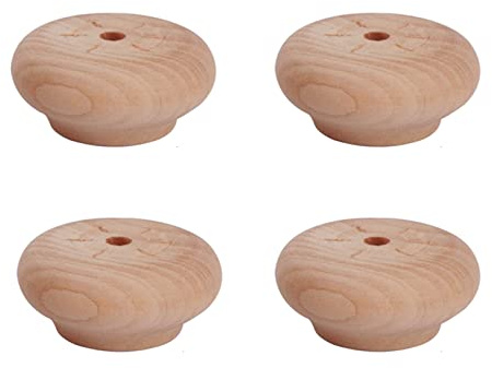 Generisch 4 Stück Runde Brötchen Holz Tischbeine Sockelfuß Massivholz Ersatz Möbelfüße Möbelbeine Heber Beine für Sofa Bett Ottomane Kommode Schrank Beine mit Montagezubehör (2cm/0.8in Unpainted)