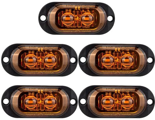 IGTOPS Seitenmarkierungsleuchte 12/24V Anhänger-Seitenleuchte Licht für LKW Wohnmobil Wohnwagen (Gelb, 2*LED, 5 Stück)