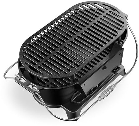 Wiltec Pentola in ghisa con griglia, barbecue portatile a carbonella con sistema di aspirazione, 50x27x21 cm, griglia da campeggio