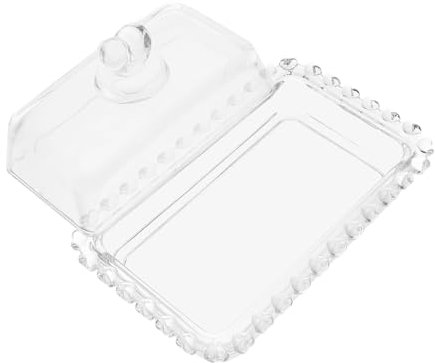 Cabilock Glass Butter Dish with Lid Rectangle Butter Plate and Cheese Keeper for Kitchen Countertop