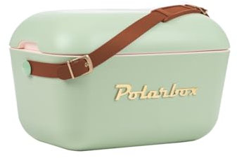 Kreher® Kühlbox Passive Kühlbox Kühltaschen Polar in Retro Vintage Design aus Kunststoff mit polystyrol (Airpop) thermische Isolierung (Olivgrün, 12 L)