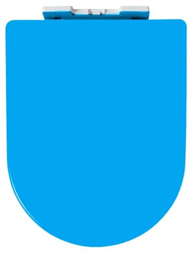 Giural Abattant WC coloré, Fermeture amortie, démontage Rapide pour Un Nettoyage Facile, avec charnières réglables à Fixation supérieure, abattants WC en Forme de D/U 360 x 445 mm,Bleu