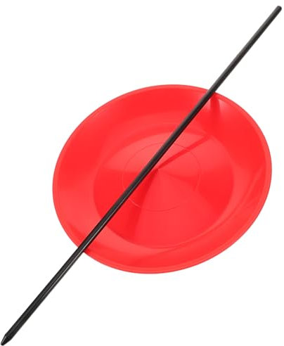 Kisangel Assiette de Jonglage en Plastique Rouge, 1 Set avec Bâton