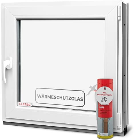 Finestra per cantina, 40 x 40 cm, 2 vetri, tutte le misure, finestre in plastica da 60 mm, profilo a destra, larghezza x altezza: 400 x 400 mm, perfetta per finestre da giardino, finestre del garage