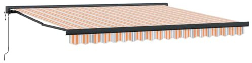 vidaXL Toldo Retráctil Manual Multicolor 400 x 300 cm Tela, Metal, Toldo Moderno para jardín y terraza, toldo retráctil Rectangular, Sombra Exterior Ajustable para Uso residencial o Comercial