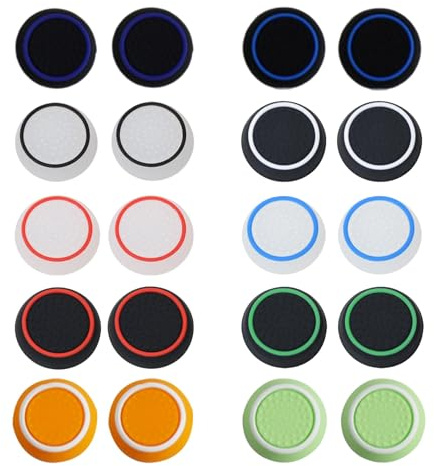 Joystick Caps,20 Pcs Silicone Analog Stick Thumb Grip Caps Cover,Colorful Thumbstick Cap Grip,Joystick Protection Attachments Compatible with PS5 PS4 PS3 PS2 Xbox 360 Switch Pro Xbox One Controllers