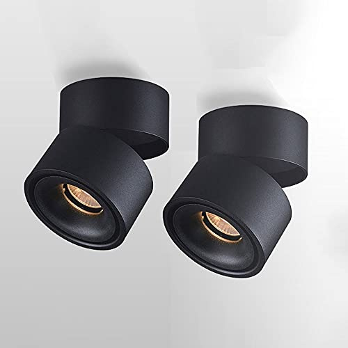IUokLU Focos de Techo LED Modernos Ajustables de Aluminio para Sala de Estar y Cocina con Montaje en Superficie lámparas de Pared giratorias Color Negro 6000K,Negro-4000k