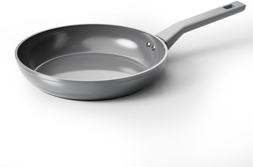 Sanho 26cm Frying Pan Non Stick, Ceramic Frying Pan for Induction Hob, Diamond Titanium Coating PFOA & PFAS Free Non Toxic Cookware Skillet - Grey