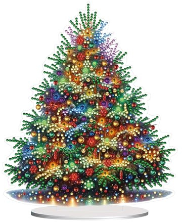 Nexoria Diamond Painting Weihnachten, 5D Diamond Painting Weihnachtsbaum Weihnachtsdeko Aufsteller Diamant Painting Weihnachten Diamant Malerei Tischdeko für Dekoration