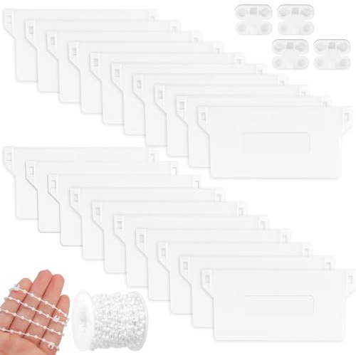 20 Stück Lamellenvorhang Ersatzteile Set, 127mm Beschwerungsplatten mit 10m Weißer Rollokette, Beschwerungsplatten, 4×Kugelclips für Wohnzimmer, Schlafzimmer, Büro, Rollladensanierung