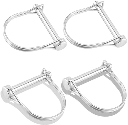 Lot de 4 goupilles pliantes de tuyau - 10 x 45 mm - Goupille de sécurité en forme de D - Boulons de sécurité en acier à ressort - Avec goupille de verrouillage - Pour remorque de ferme