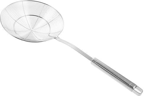 OUNONA 2 pezzi di colino a ragno in acciaio inossidabile - Paletta per filtro dell'olio per friggere con foro per appendere per la cucina - Cucchiaio per scolare il cibo per cucinare il grasso