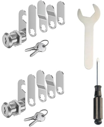 Lot de 2 serrures de boîte aux lettres de 25 mm, livrées avec 10 plaques de serrure différentes, 4 clés, serrures d'armoire, portes d'armoire, serrure à levier pour boîtes aux lettres, serrure de