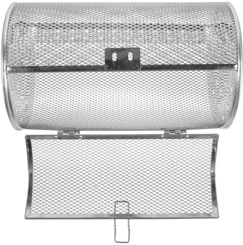 SHINEOFI Edelstahl Ofenkorb Drehbarer Grillkorb Für Drehspießöfen Und Heißluftfritteusen 360° Rotierender Rösterkäfig Mit Tür Für Gemüse Nüsse Fleisch 26.50 X 14.00 X 14.00 Cm
