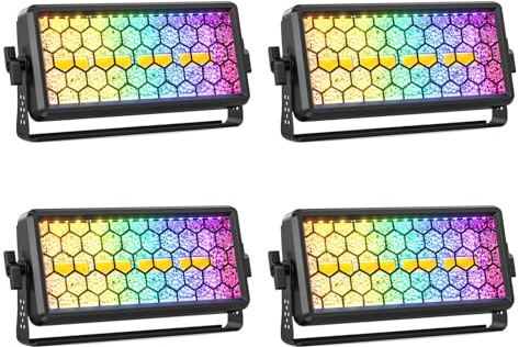 Osusuent 120W LED Rétro Lumière de Scène,RGBW COB Wallwasher Stroboscope Matricielle Faisceau Dynamique,Disco Lumières con DMX512 Automatique,Sonore,pour Mariage Soirée Bar DJ Noël,4 PCS