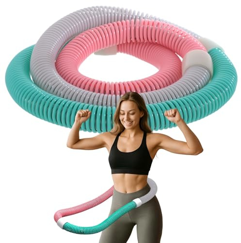 Texvora Hula Circle plegable para adultos, aro de fitness con peso de 1.3 kg, acolchado de PVC con resorte, abdomen, cintura, entrenamiento de piernas