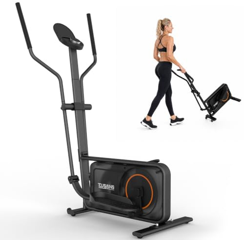 Tousains Elliptical Cross Trainer, 18 Long Stride Cross Trainer, Compact Quiet Magnetic Home Gym Elliptical Machine ET3, 32-Level Res., 120kg Cap., LCD & HR, Bluetooth/Kinomap