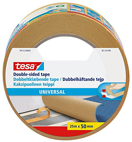 Tesa 56172-00004-11 56172-00005-01 Cinta doble cara Universal 25m x 50 mm beige, Standard, 25 m x 50 mm