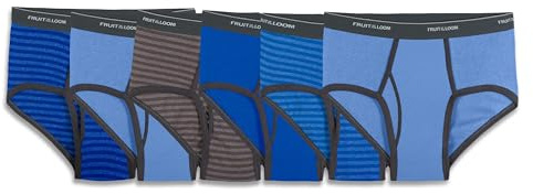 Fruit of the Loom Men's Underwear Briefs, Tag Free & Moisture Wicking, Assorted Color Multipacks, 6 Pack - Assorted Stripe/Solids, Medium
