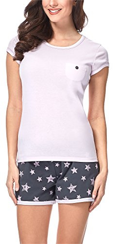 Italian Fashion Pigiami da Donna Manica Corta | Pigiama Donna Estivo e Primaverile | Pigiama Corto Morbido e Confortevole | Due Pezzi con Maglietta e Pantaloncini Corti S-XXL