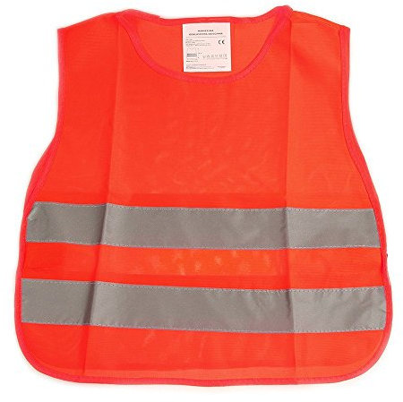Kinder Sicherheitsweste Reflektierende Warnweste | Reflektorweste für den Schulweg Radfahren Straßenverkehr | mit 2 reflektierenden Streifen Signalfarbe Orange