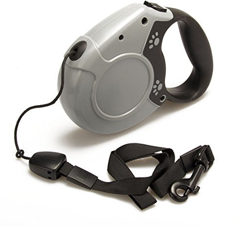 Rollleine Ausziehbare Hundeleine Trainingsleine Kleine Mittlere Grosse Hunde Haustier Erziehungsleine Führleine Aufrollbare Retractable Leash bis Maximal 50kg (8M Round Rope for 40kg, grau)