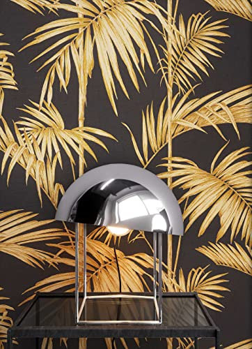 NEWROOM Blumentapete Tapete metallic Palmen Blätter Natur Vliestapete orange Vlies moderne Design Optik Tapete Floral inkl. Tapezier Ratgeber