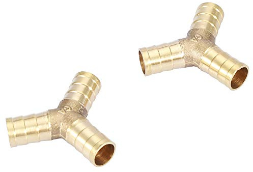 Messing Y 3 Verbindungsstück zur Schlauchabzweigung T-Schlauchverbinder für Tischlerarmatur Luft Wasser Gas 6/8/10/12/14 / 16mm(12mm 2pcs)