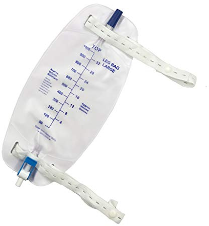 Easy-Tap Leg Bag Urinary Drainage Bag with Cloth Straps, Anti-Reflux Valve, Latex-Free, Easy Flip Drain (32 Oz 3 Pack)