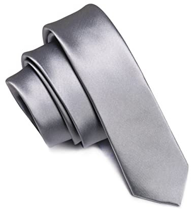 JEMYGINS Krawatte Herren Schmale 5CM Satin Silber in Seide Hochzeit Schlips